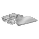 PET 128 Ounce 4 Compartment Rectangular Tray with Dip Cup and Lid