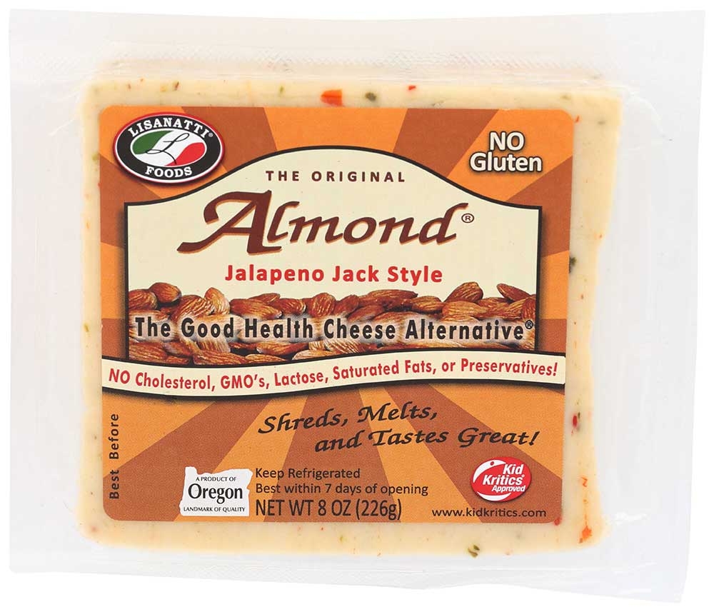 Lisanatti Almond Jalapeno Jack Style Chunk Cheese, 8 Ounce -- 12 per case.