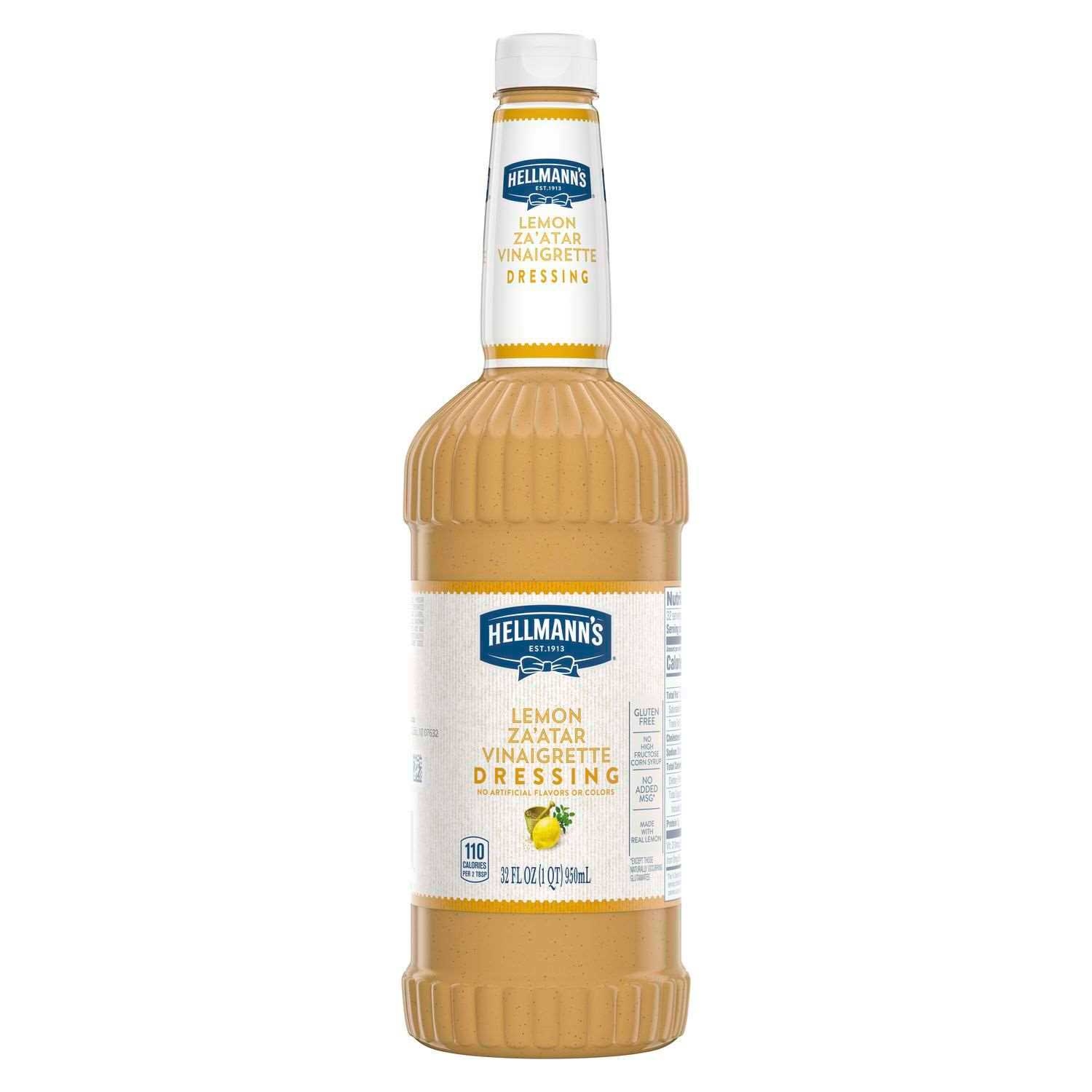 Single Hellmann's Salad Dressing Salad Bar Bottles Lemon Za'atar Vinaigrette 32 Ounce