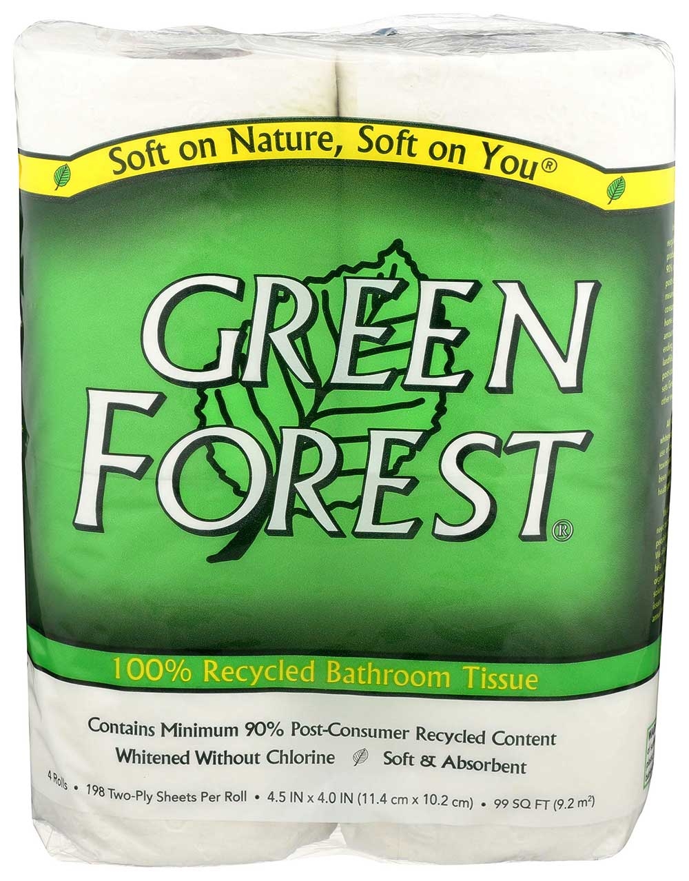 Green Forest 2 Ply White Bathroom Tissue, 99 Feet -- 24 per case.