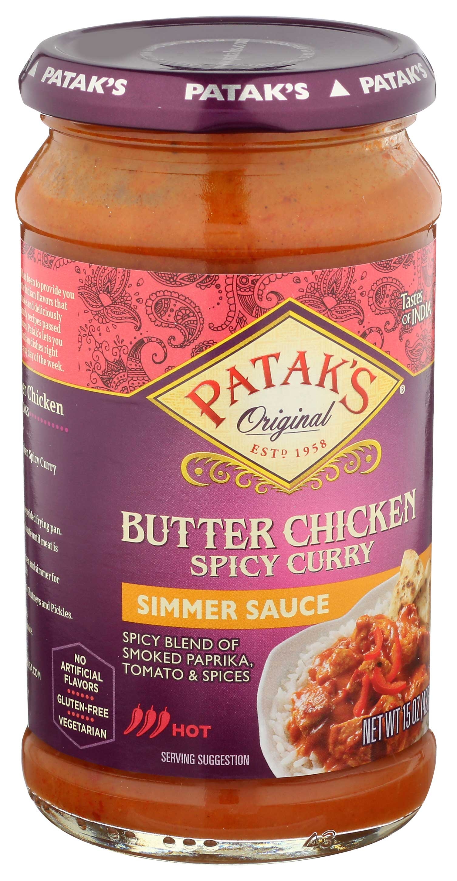 Pataks Spicy Butter Chicken Simmer Sauce, 15 Ounce -- 6 per case