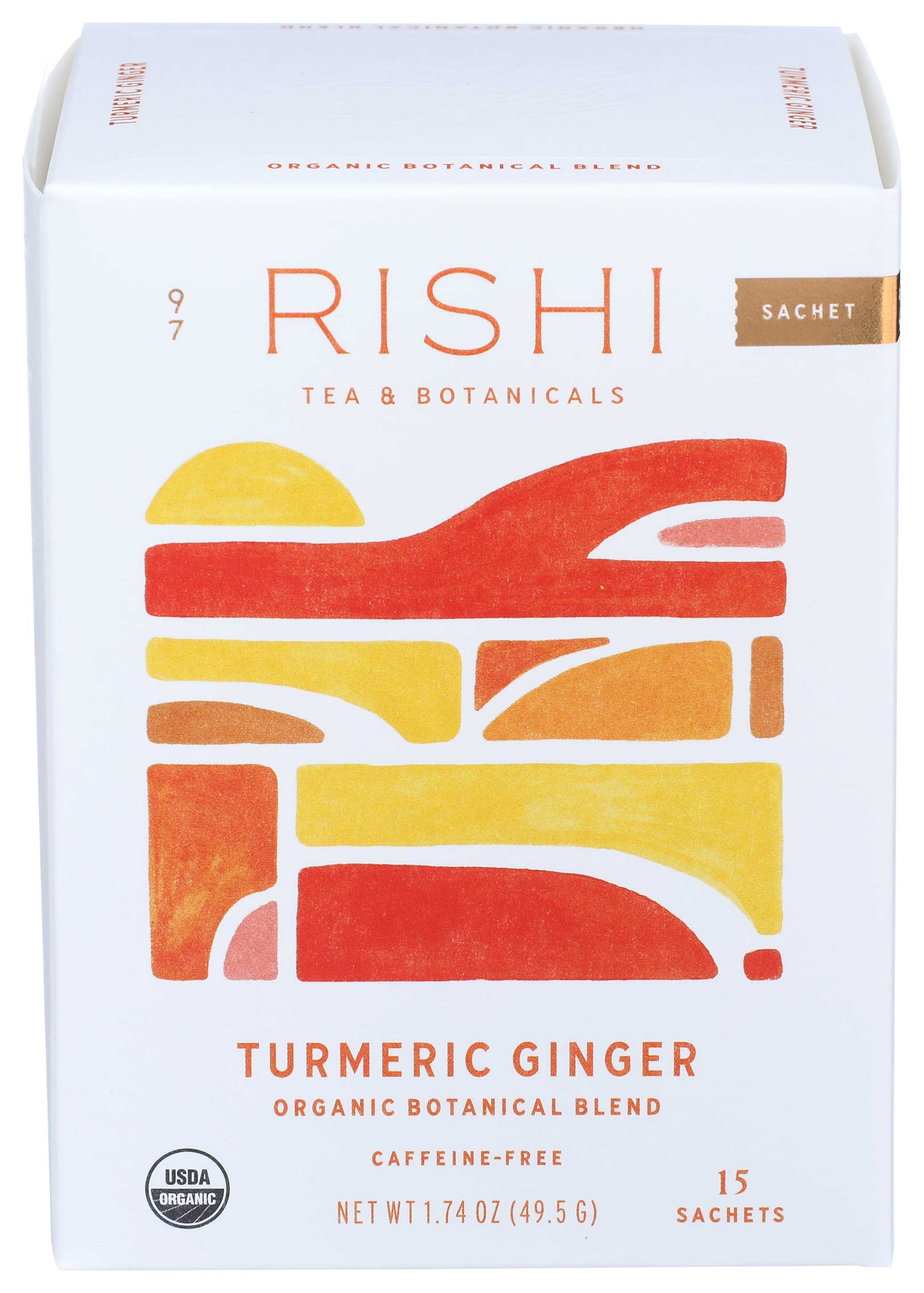 Rishi Organic Turmeric Ginger Tea - 15 bags per pack -- 6 packs per case.