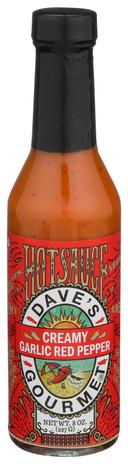 Daves Gourmet Creamy Garlic Red Pepper Hot Sauce, 8 Fluid Ounce -- 6 per case.