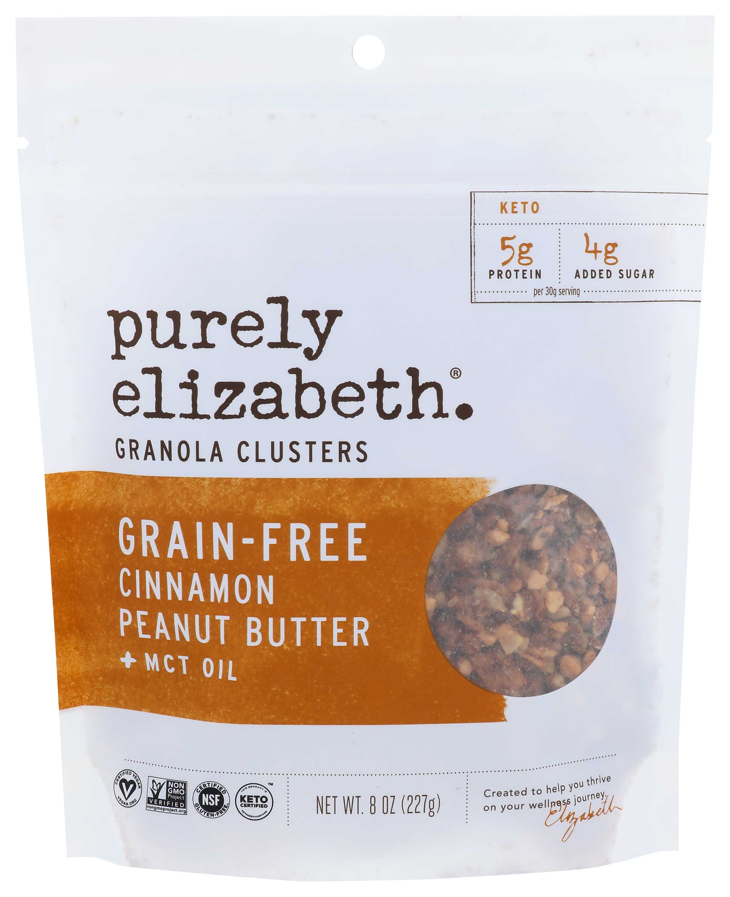 Purely Elizabeth Organic Grain Free Cinnamon Peanut Butter Granola, 8 Ounce -- 6 per case