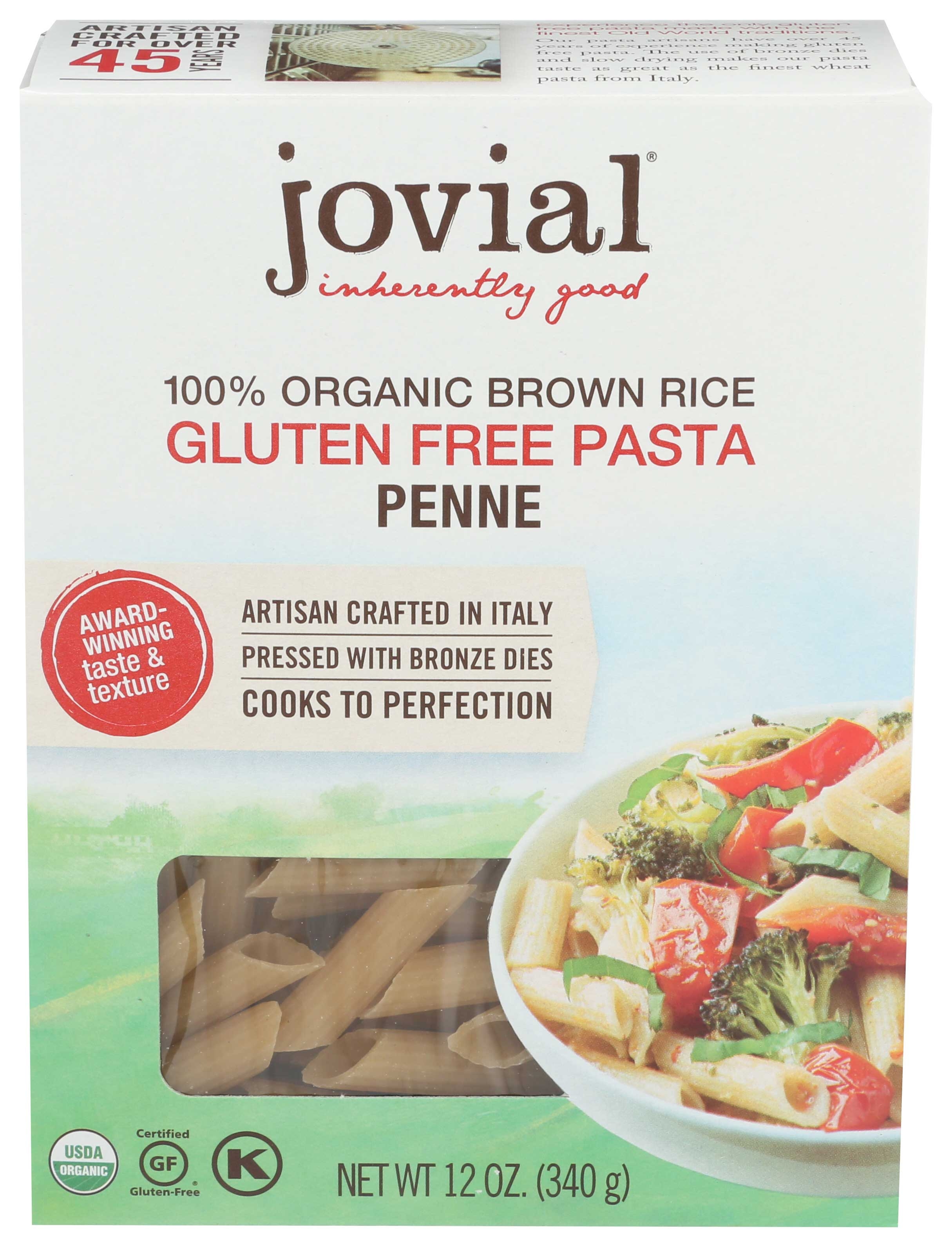 Jovial Organic Brown Rice Penne Rigate Pasta, 12 Ounce -- 12 per case.