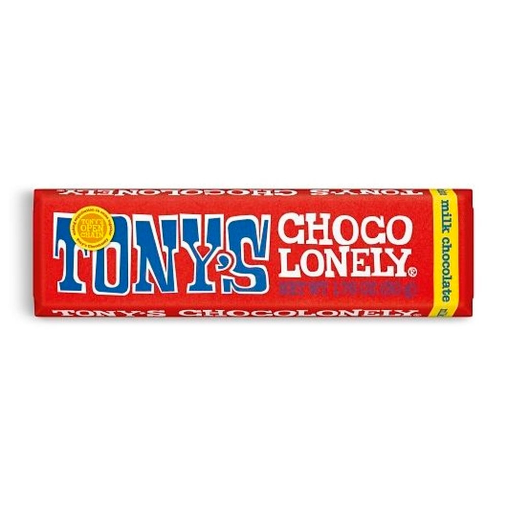 Tonys Chocolonely Small 32 Percent Milk Chocolate Bar, 1.76 Ounce -- 20 per case