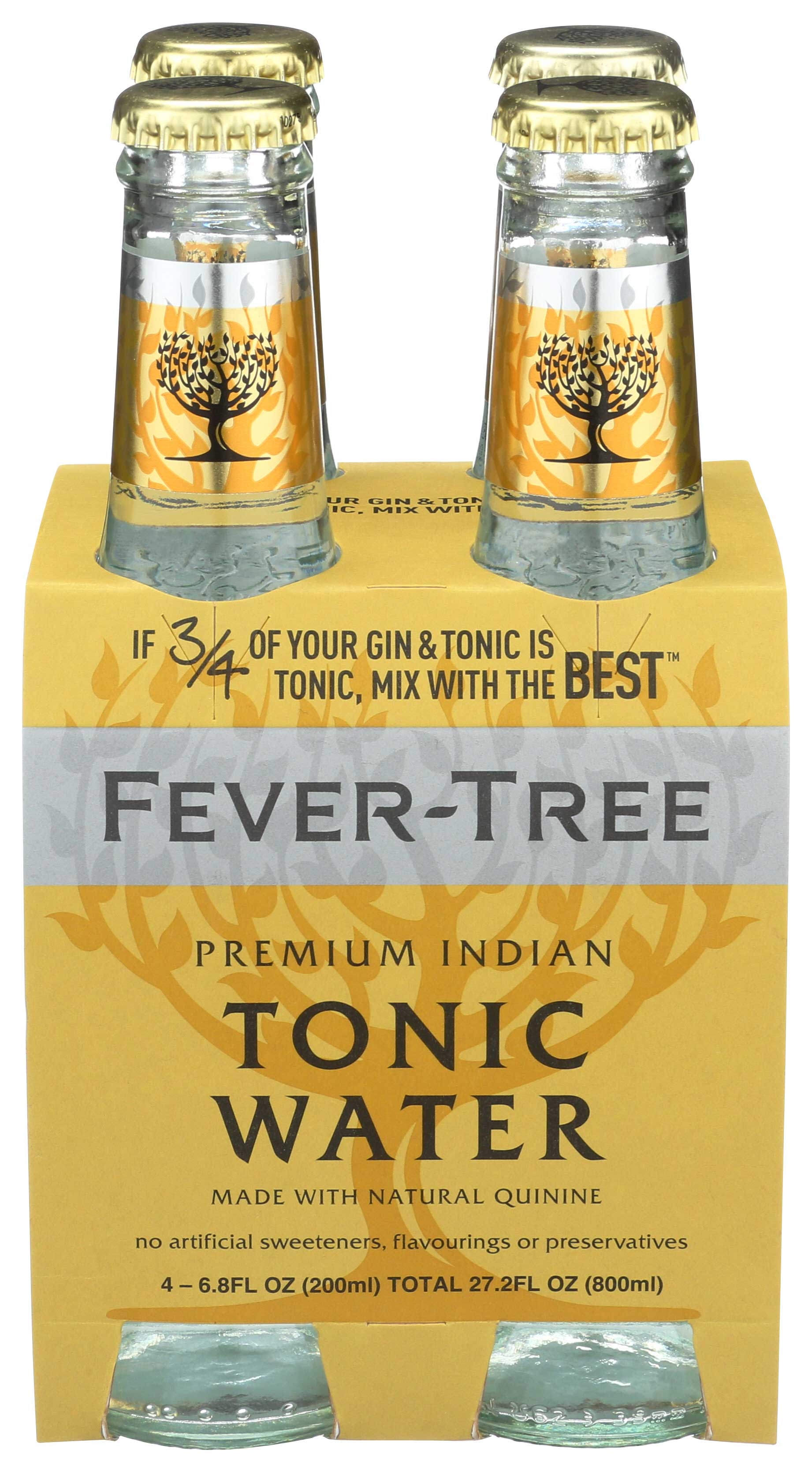 Fever Tree Premium Indian Tonic Water, 6.8 Fluid Ounce - 4 per pack -- 6 packs per case.