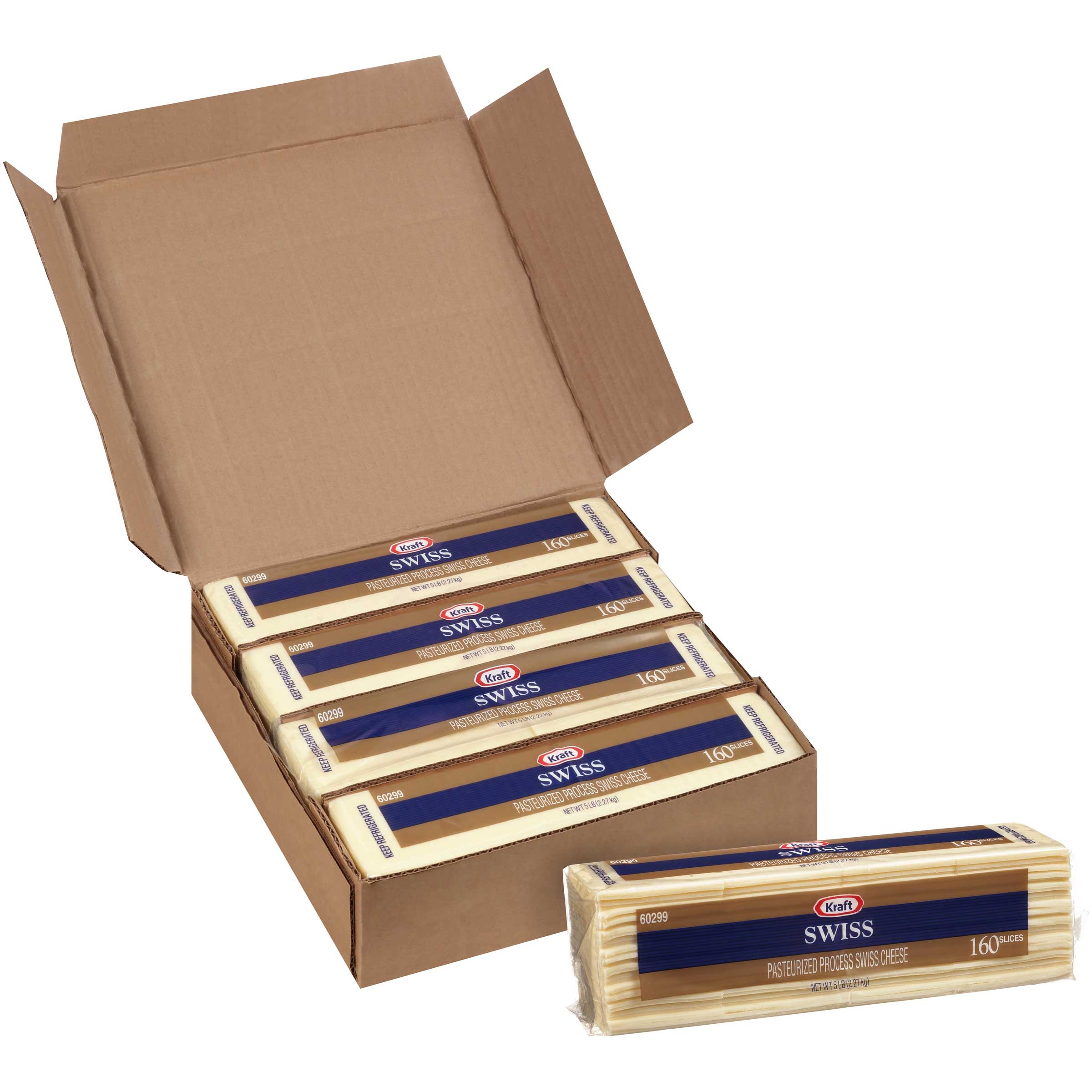 Kraft Swiss Sliced Cheese, 5 Pound -- 4 per case.