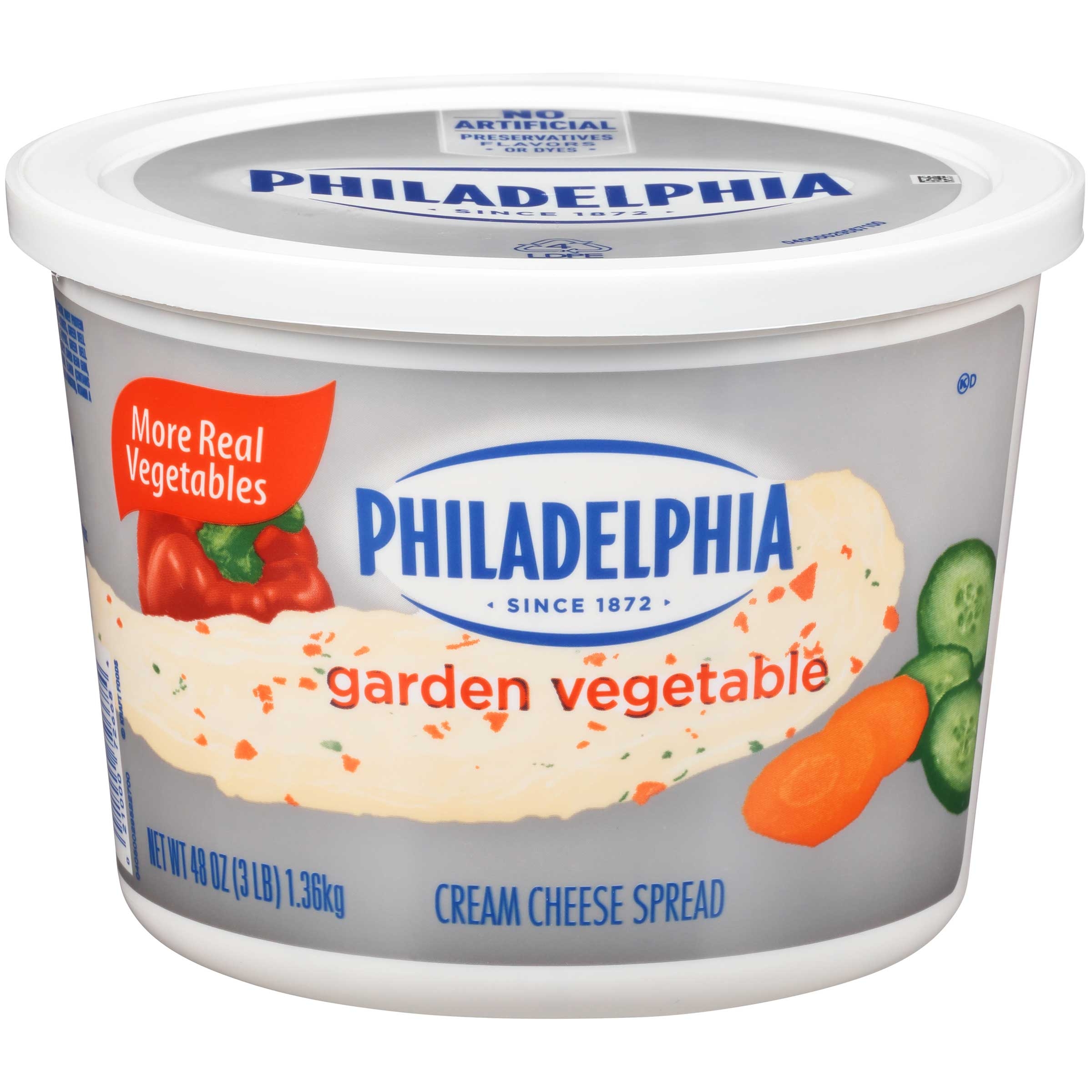 Kraft Philadelphia Garden Vegetable Cream Cheese - Tub, 3 Pound -- 6 per case.