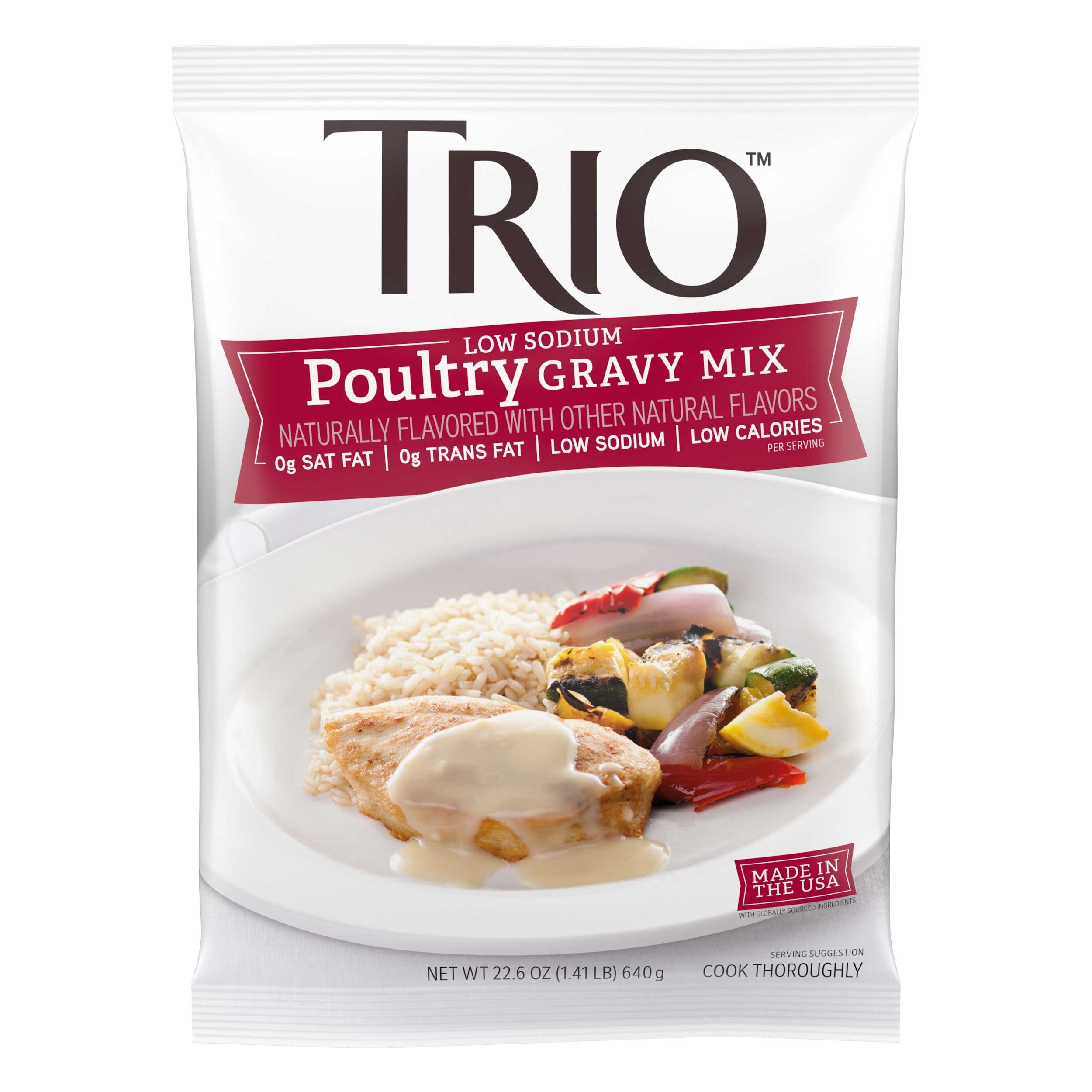 Trio Low Sodium Gravy Pouch, 22.6 Ounce -- 8 per case.