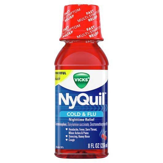 Vicks Nyquil Cherry Cold and Flu Liquid, 8 Fluid Ounce -- 12 per case