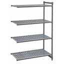 Cambro Camshelving Basics Plus Brushed Graphite 4 Vented Shelf Stationary Add On Unit, 18 x 48 x 64 inch