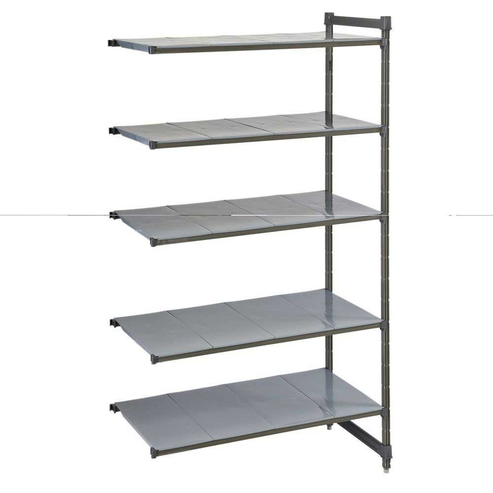 Cambro Camshelving Basics Plus Brushed Graphite 5 Solid Shelf Stationary Add On Unit, 24 x 54 x 84 inch