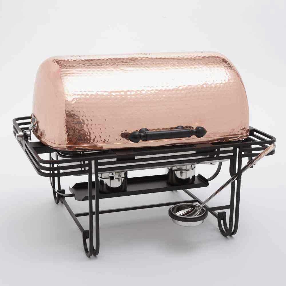 American Metalcraft Mesa Rectangular Roll Top Chafer with Hammered Copper Cover, 8 Quart.