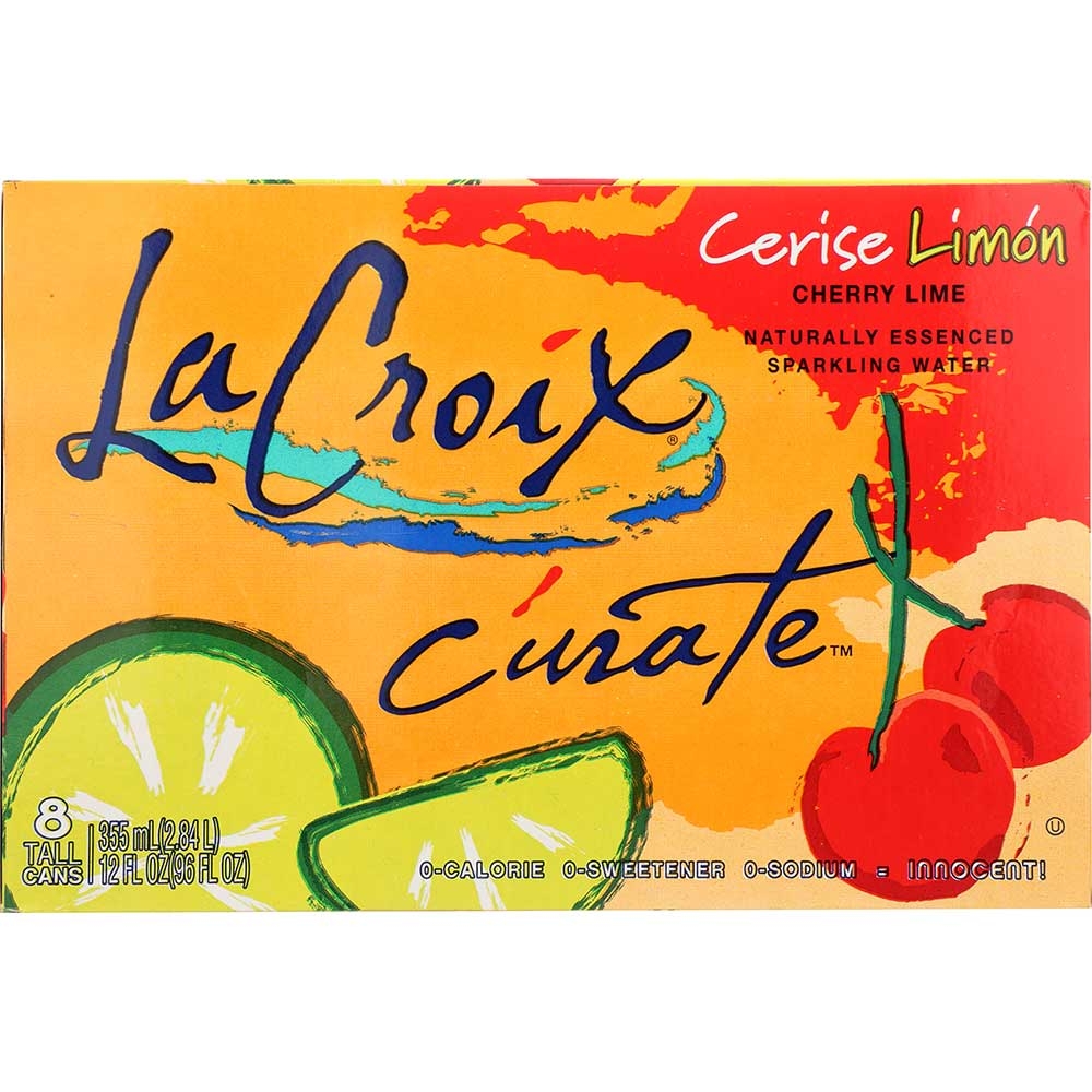 Lacroix Curate Cherry Lime Sparkling Water, 12 Fluid Ounce - 8 per pack -- 3 packs per case.