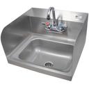 John Boos Stainless Steel Wall Mount Hand Sink with Faucet and Left and Right Side Splash, 14 x 10 x 5 inch.