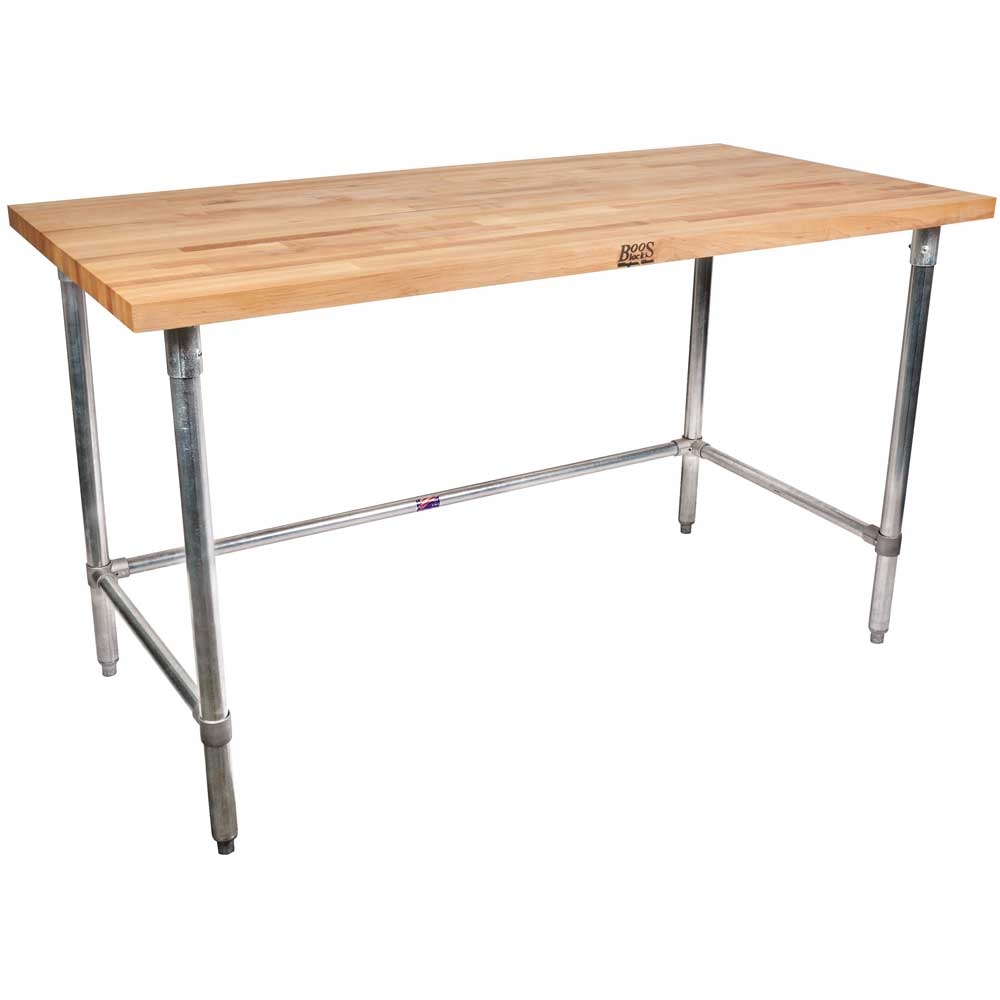 John Boos Oil Finish Stainless Steel Base and Bracing Maple Top Work Table, 36 x 24 x 1 3/4 inch.