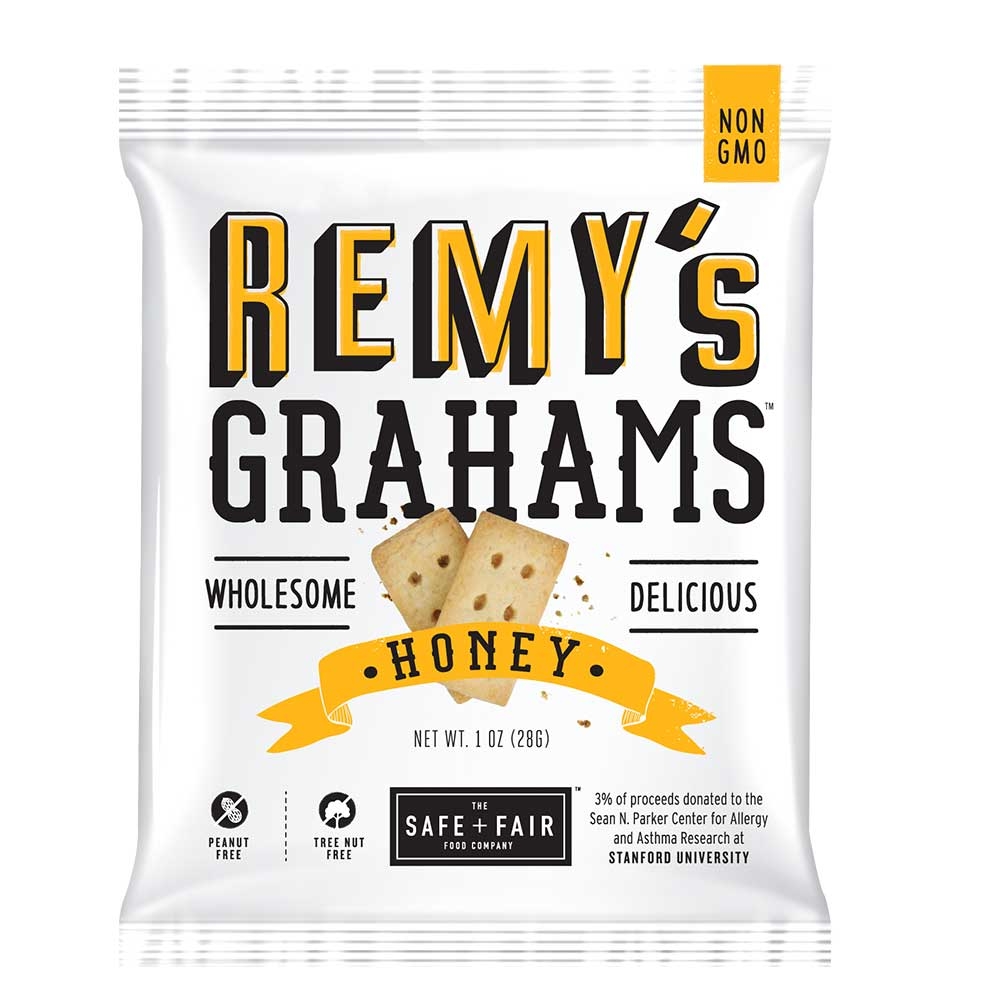 Remys Nut Free All Natural Honey Grahams, 1 Ounce -- 192 per case.