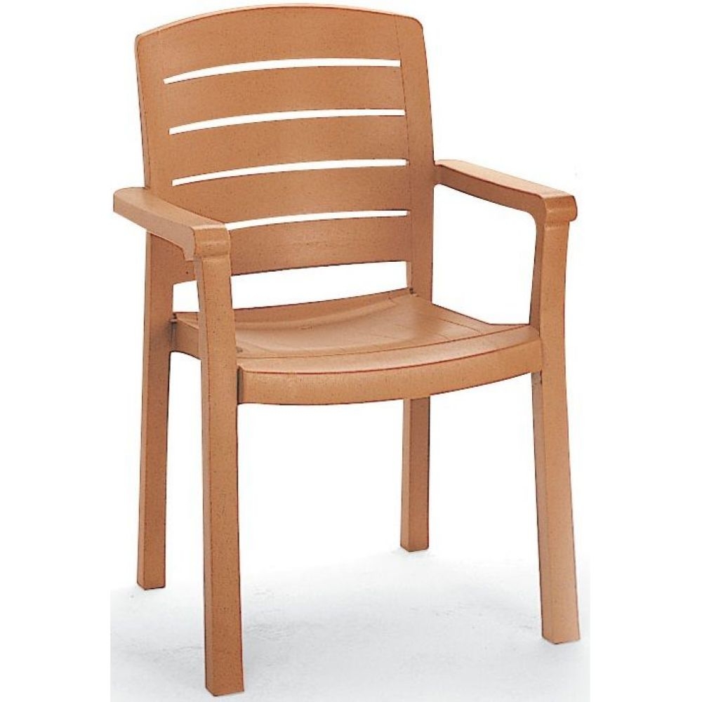 Grosfillex Acadia Teakwood Stacking Dining Armchair -- 12 per case.