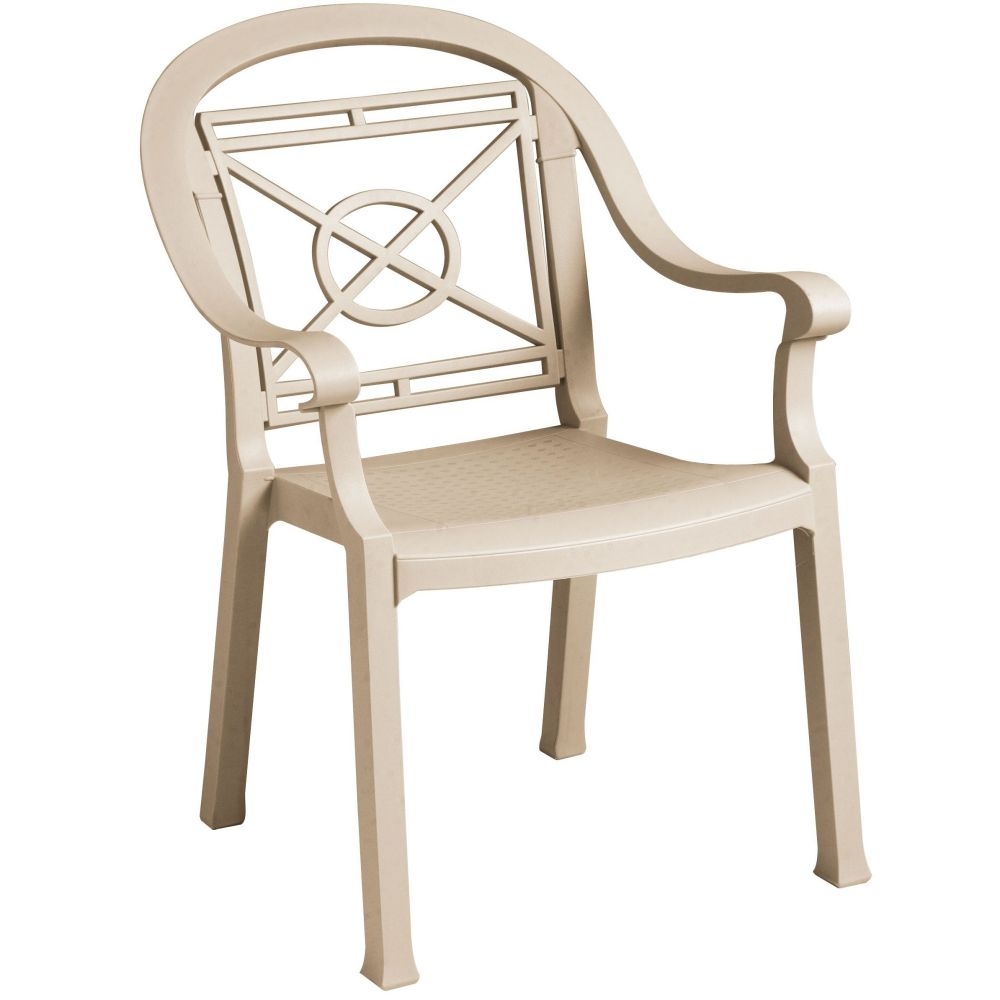 Grosfillex Victoria Sandstone Classic Stacking Dining Armchair -- 12 per case.