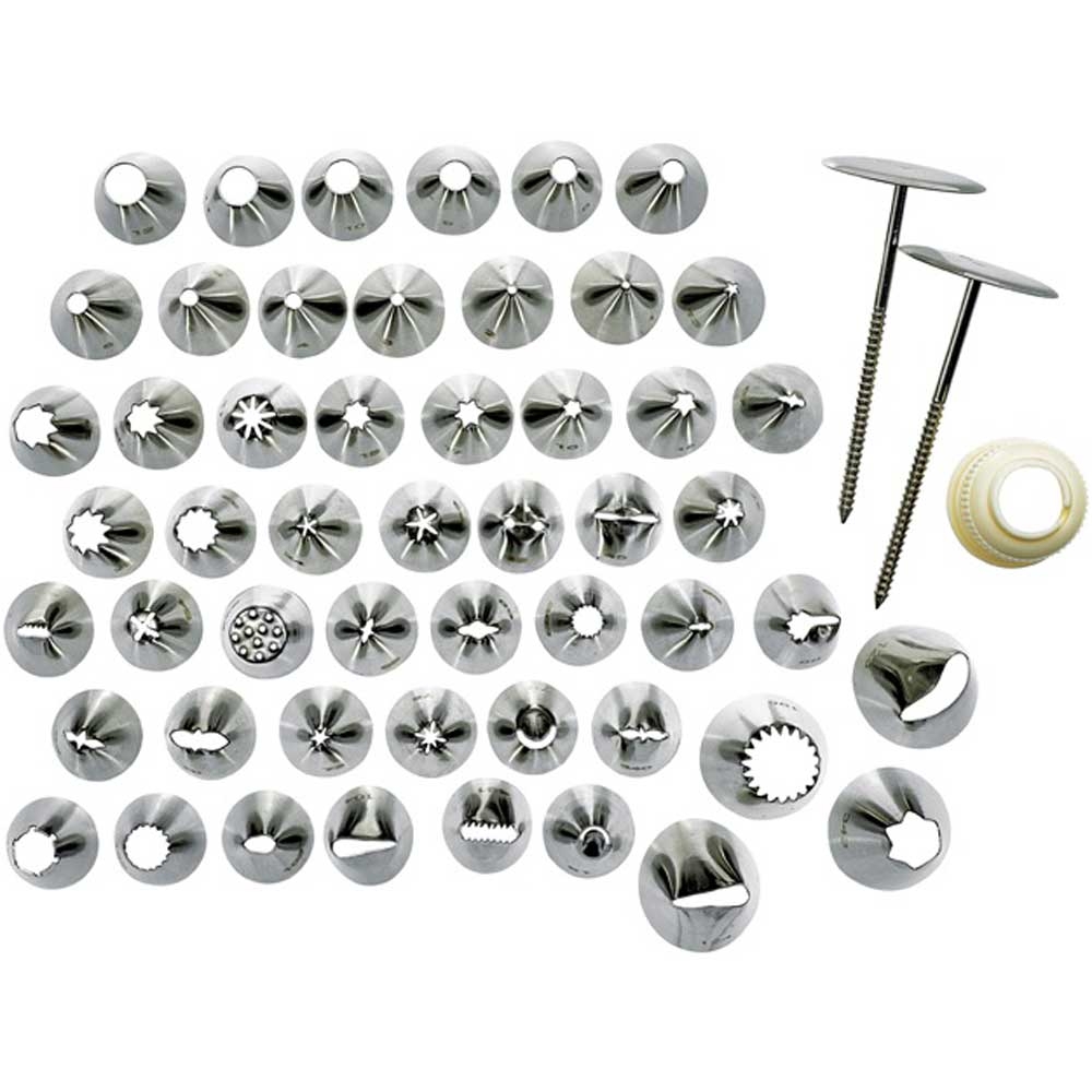 Winco Stainless Steel Cake 52 Tips Decorating Set -- 6 set per case.
