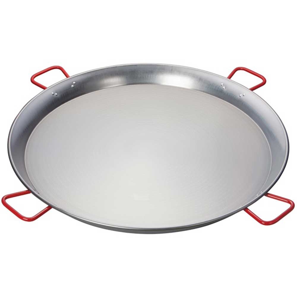 Winco Polished Carbon Steel Paella Pan, 35 1/2 inch.