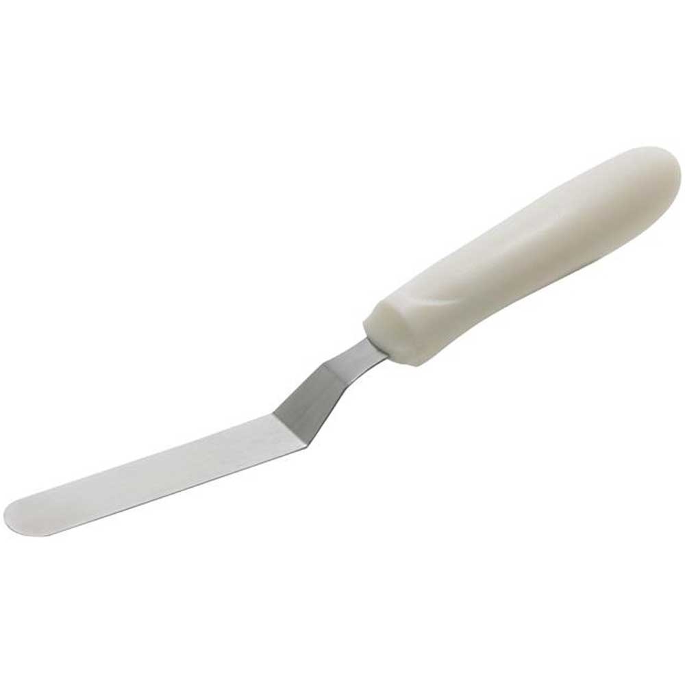 Winco White Polypropylene Handle Spatula with Offset, 3 1/2 x 3/4 inch Blade -- 12 per case.