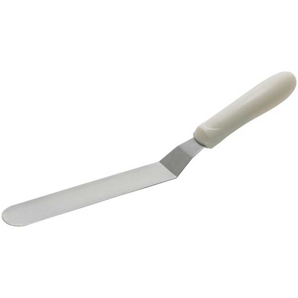 Winco White Polypropylene Handle Spatula with Offset, 6 1/2 x 1 5/16 inch Blade -- 12 per case.