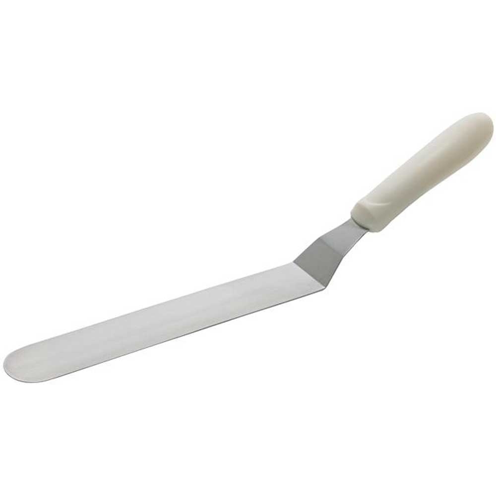 Winco White Polypropylene Handle Spatula with Offset, 8 1/2 x 1 1/2 inch Blade -- 12 per case.