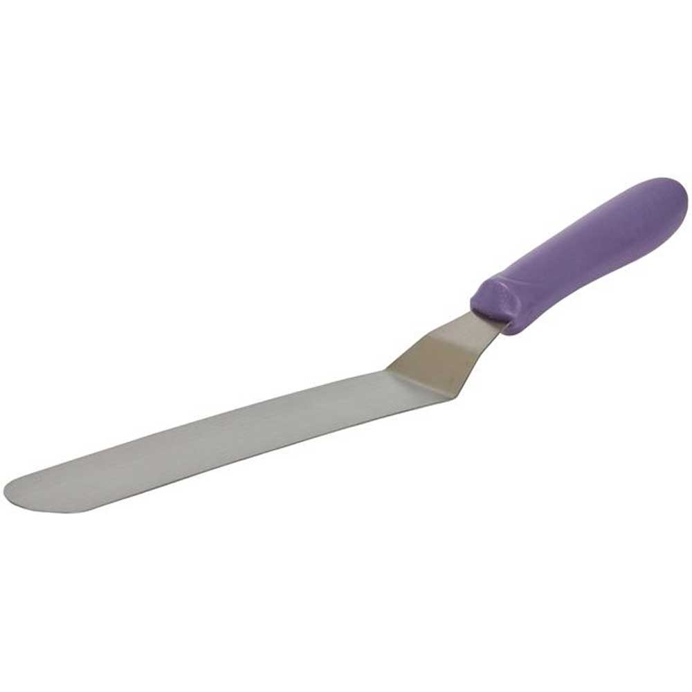 Winco Allergen Free Purple Polypropylene Handle Spatula with Offset, 8 1/2 x 1 1/2 inch Blade -- 12 per case.
