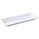Yanco Melamine Rectangular Scalloped Edge White Serving Tray, 17 1/2 x 6 3/4 x 2 inch -- 6 per case.