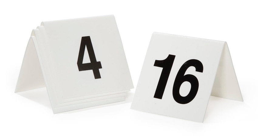 GET Enterprises inc Polypropylene White Table Tent - Numbers 26 to 50 -- 3 per case.