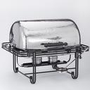 American Metalcraft Rectangular Hammered Stainless Steel Mesa Roll Top Chafer, 8 Quart.