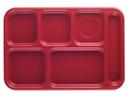 Cambro Budget 6 Compartment School Tray, Red, 10 x 14 inch -- 24 per case.