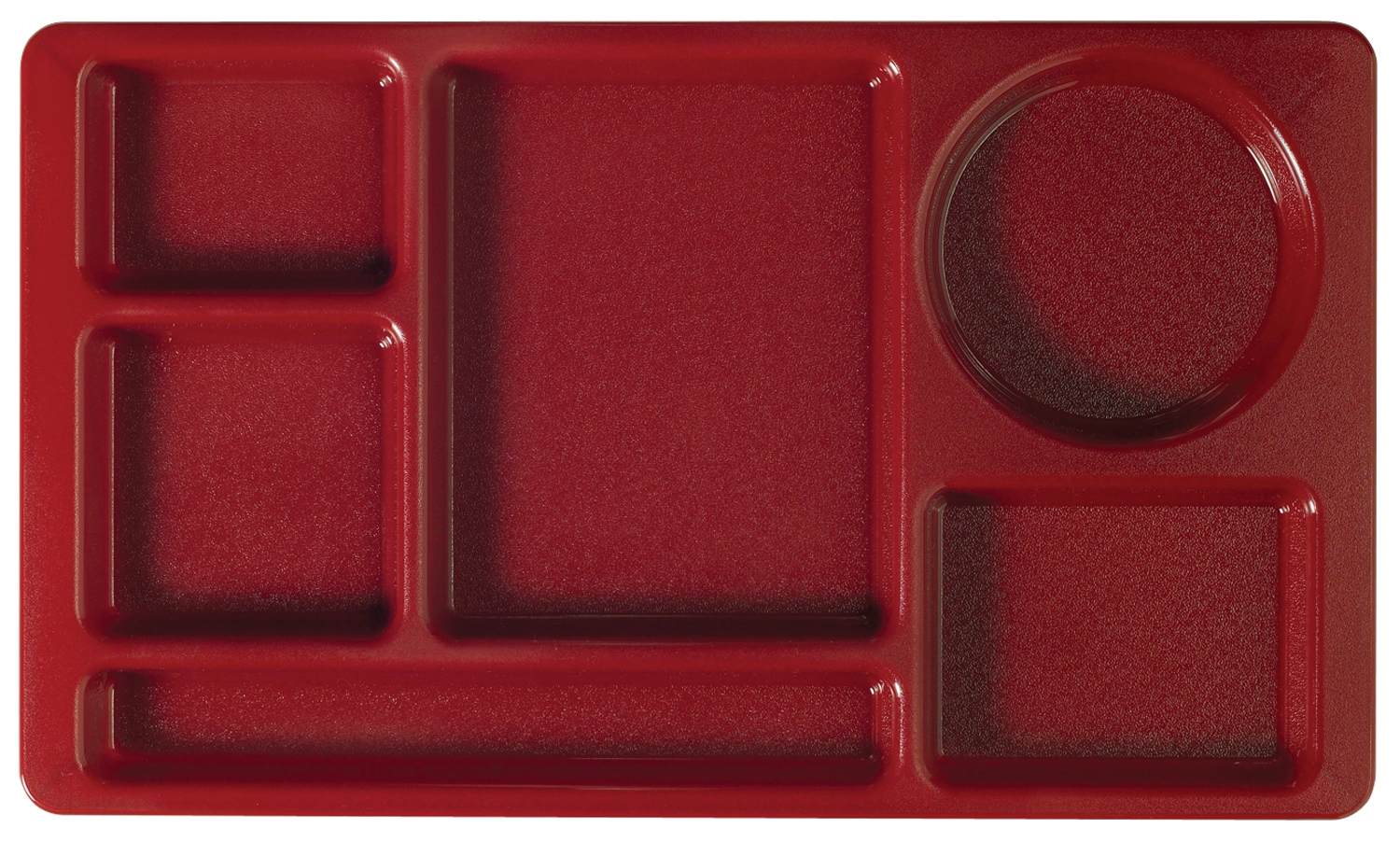 Camwear 2 x 2 Six Compartment Polycarbonate School Tray, Cranberry, 8 3/4 x 15 inch -- 24 per case.