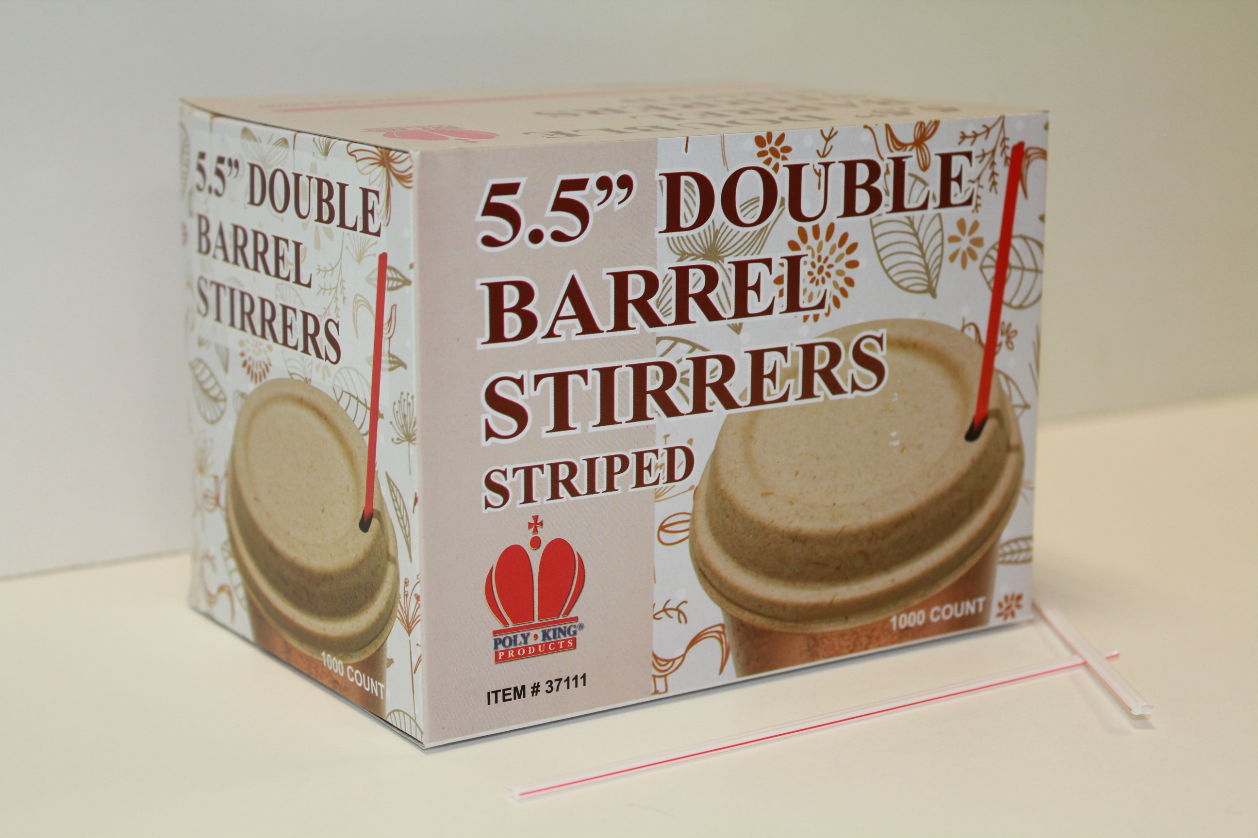 Goldmax Red Striped Unwrapped Double Barrel Stirrer, 5.5 inch -- 10000 per case.