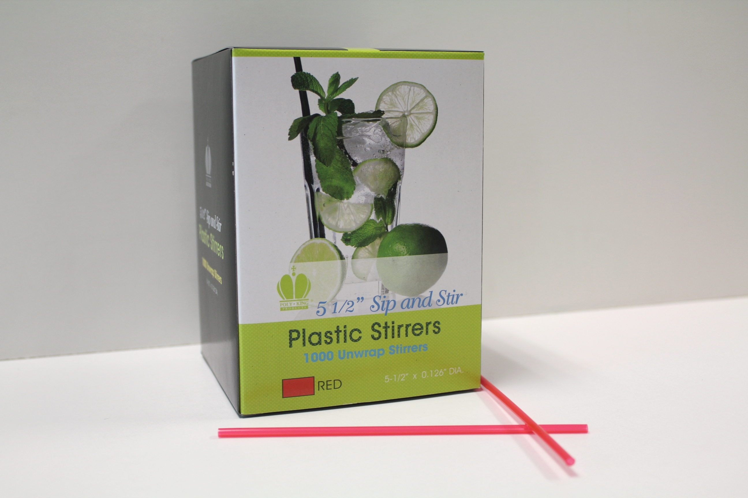Goldmax Plastic Red Unwrapped Sip and Stirrer Straw, 5.5 inch -- 10000 per case.