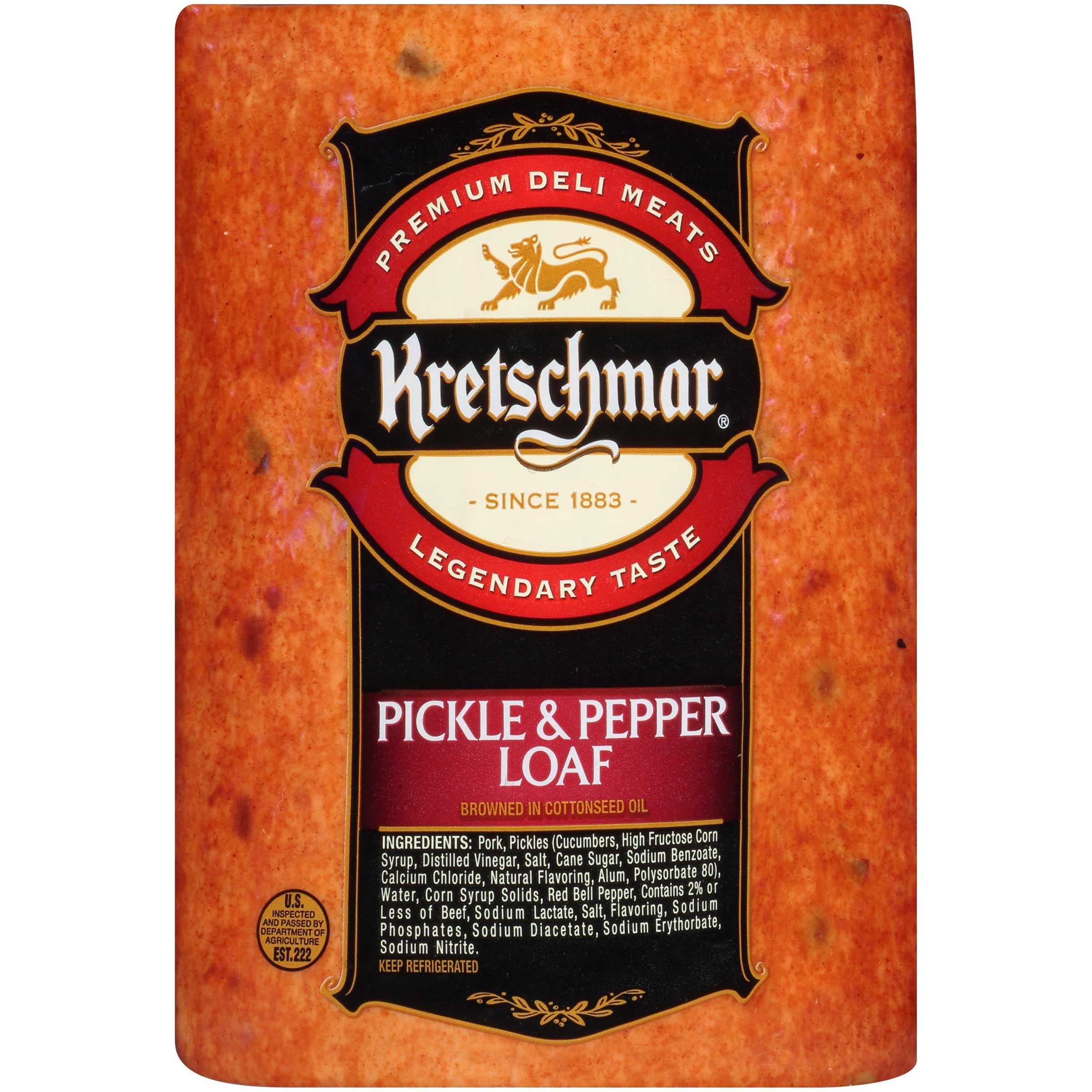 Kretschmar Pickle and Pimento Meat Loaf - Lunch Meat, 62.97 Ounce -- 2 per case.