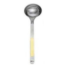Alegacy Orbit Stainless Steel Deep Ladle - Gold Trim Handle, 4 Ounce.