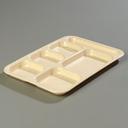 Tan Heavy Weight 6 Compartment Right-Hand Melamine Tray -- 12 per case