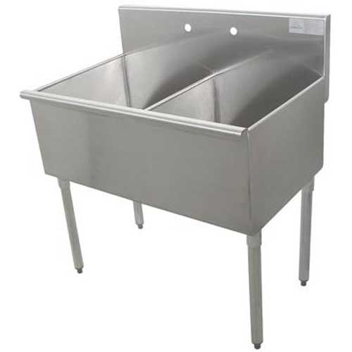 400 Series Stainless Steel Square Corner Scullery Budget Sink with 2 Compartment.21X48 48 inch O.A..
