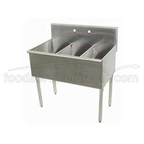 400 Series Stainless Steel Square Corner Scullery Budget Sink with 3 Compartment.21X36 36 inch O.A..