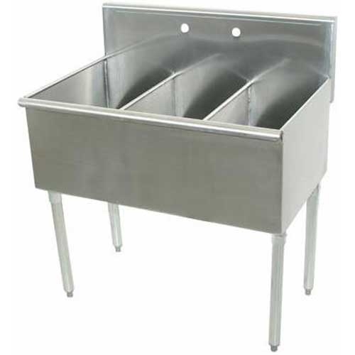 400 Series Stainless Steel Square Corner Scullery Budget Sink with 3 Compartment.21X48 48 inch O.A..