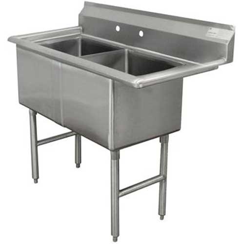 Stainless Steel Fabricated Economy Sink with 2 Compartment, No Drain Board.Overall Length 41 inch.