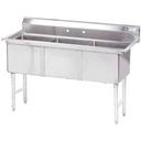 Stainless Steel Fabricated Economy Sink with 3 Compartment, No Drain Board.Overall Length 50 inch.
