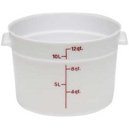 White Round Plastic Container, White, 12 Quart -- 6 per case