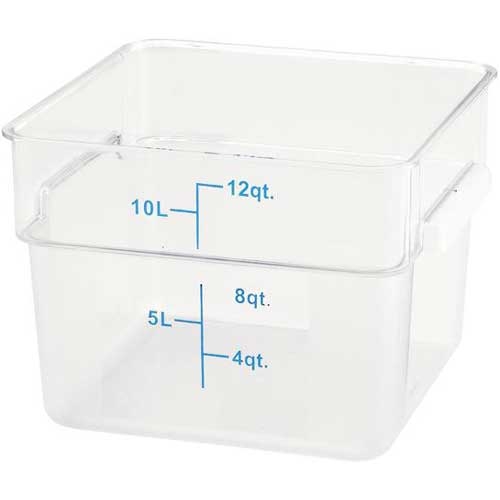 Winco Polypropylene Translucent Square Storage Container, 12 Quart -- 12 per case.