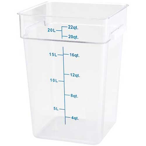 Winco Polypropylene Translucent Square Storage Container, 22 Quart -- 6 per case.