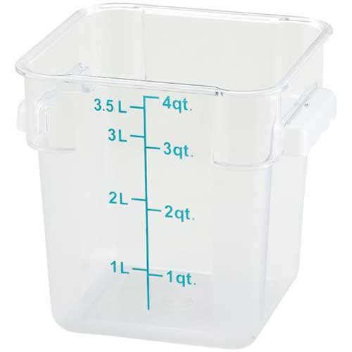 Winco Polypropylene Translucent Square Storage Container, 4 Quart -- 12 per case.