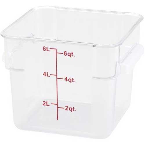 Winco Polypropylene Translucent Square Storage Container, 6 Quart -- 12 per case.